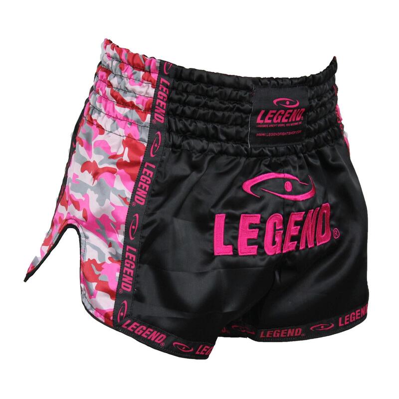 Kickboks Broekje Meisjes/Dames Camo Roze Satijn