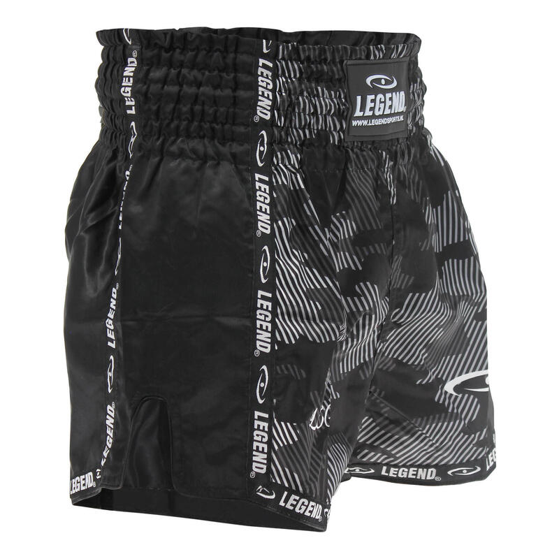 Kickboks Broekje Kind/Volwassene Camo Black Satijn