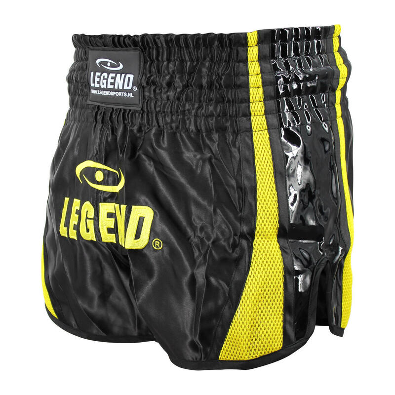 Short Kickboxing Enfants/Adultes Jaune-Noir Satin