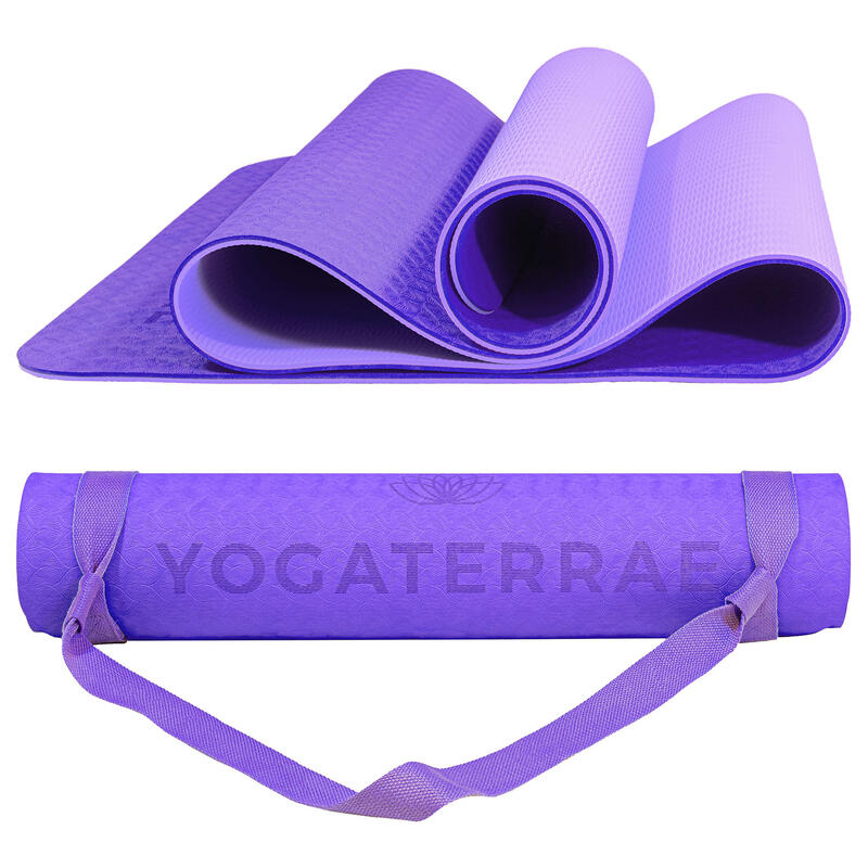 Esterilla de Yoga TPE Coral Bordeaux + Correa de transporte y estiramiento Decathlon