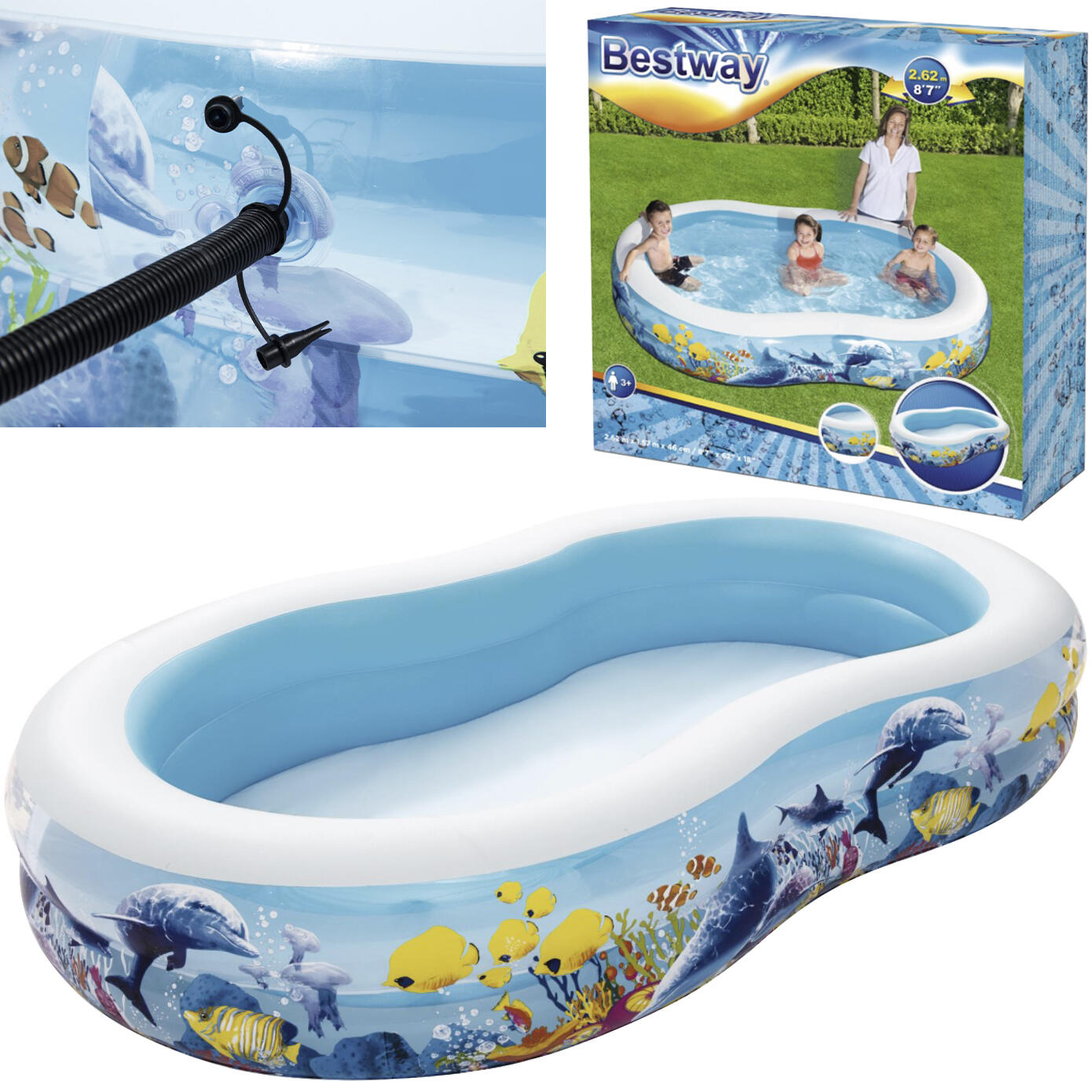 Piscina para crianças Bestway 262x157x46 cm - 544 L