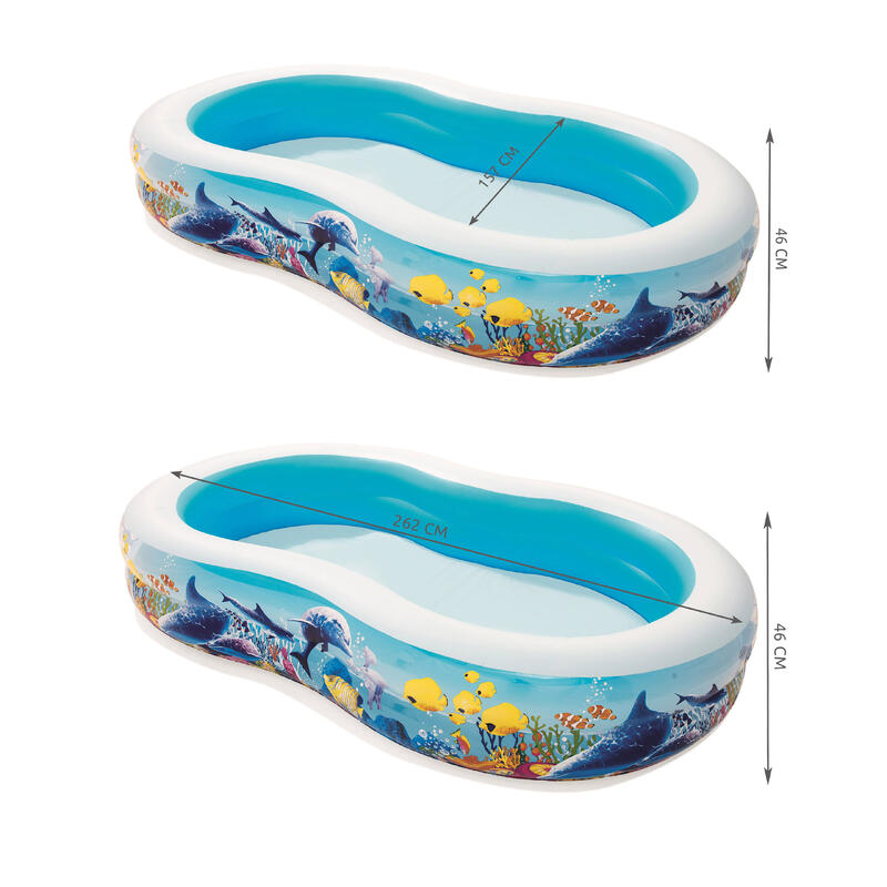 Piscina Hinchable Autoportante Infantil Bestway 262x157x46 cm Diseño Fondo Marin