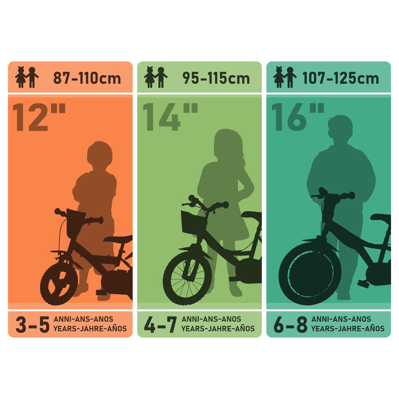 Bicicleta Infantil Para Niñas-niños 3 A 4 Años 12 Pulgadas Color