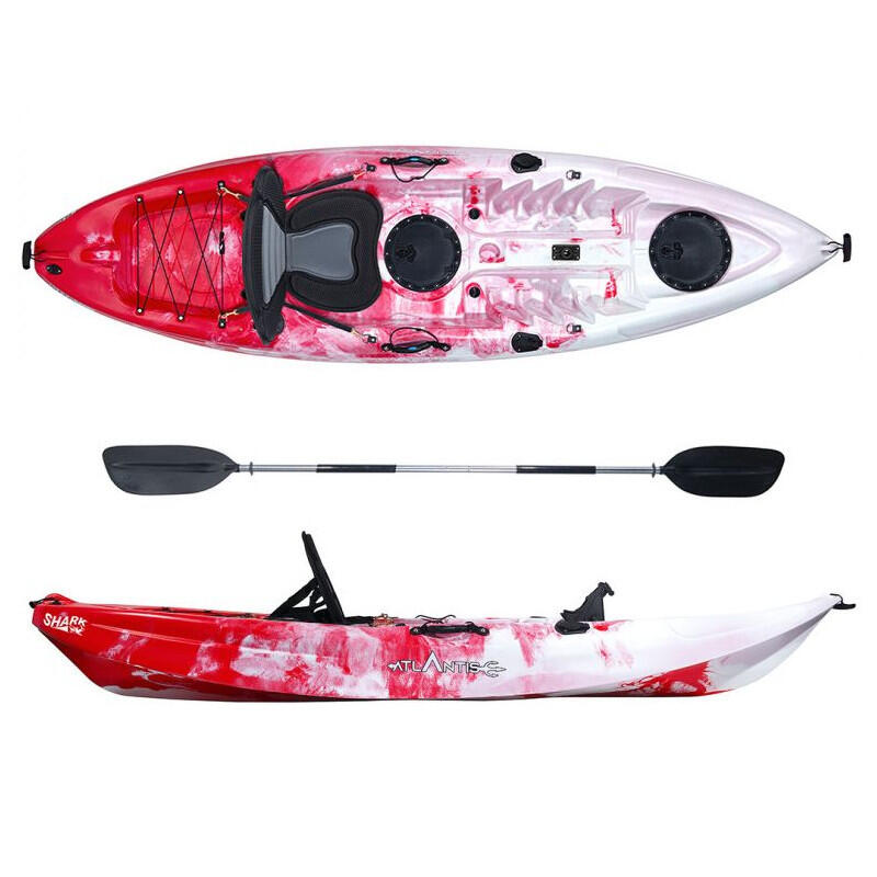 Kayak-canoa Atlantis SHARK EVOLUTION rosso/bianco cm 280 - 2 gavoni - seggiolino