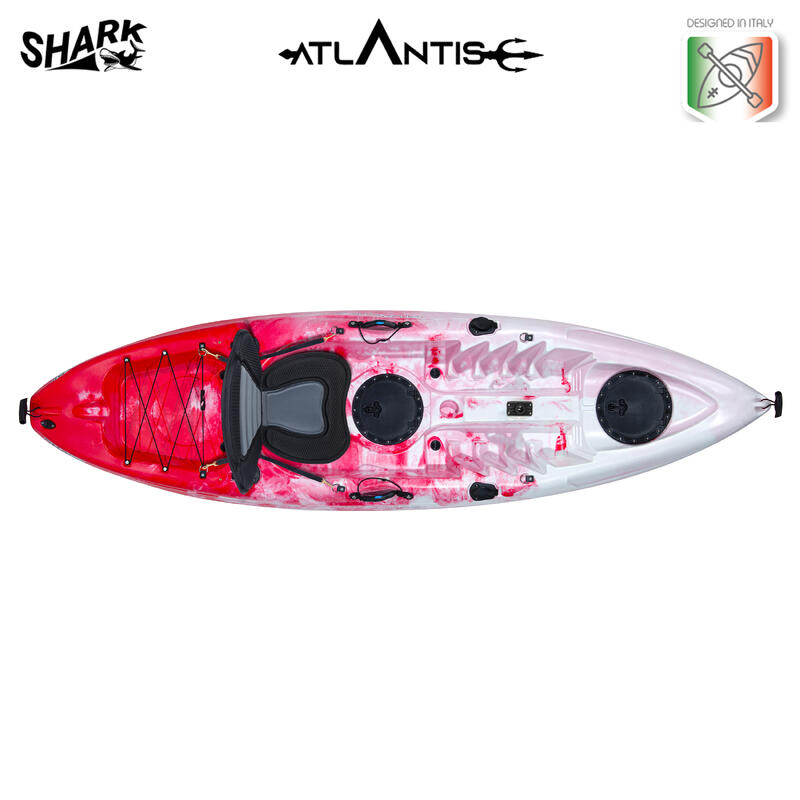 Kayak-canoa Atlantis SHARK EVOLUTION rosso/bianco cm 280 - 2 gavoni - seggiolino