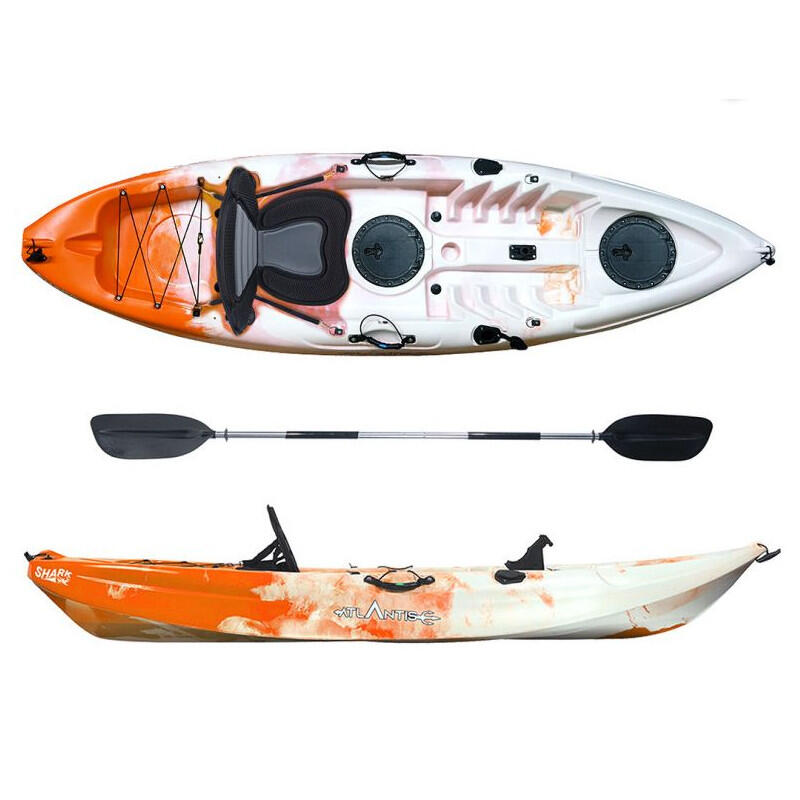 Kayak-canoa Atlantis SHARK EVOLUTION arancio/bianco cm 280-2 gavoni-seggiolino