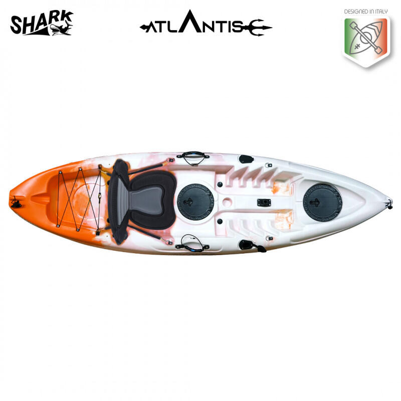 Kayak-canoa Atlantis SHARK EVOLUTION arancio/bianco cm 280-2 gavoni-seggiolino