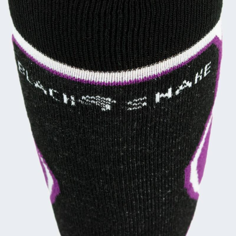 Chaussettes de ski | Mi-bas rembourrées | Femmes & Hommes | Noir/Blanc/Violet