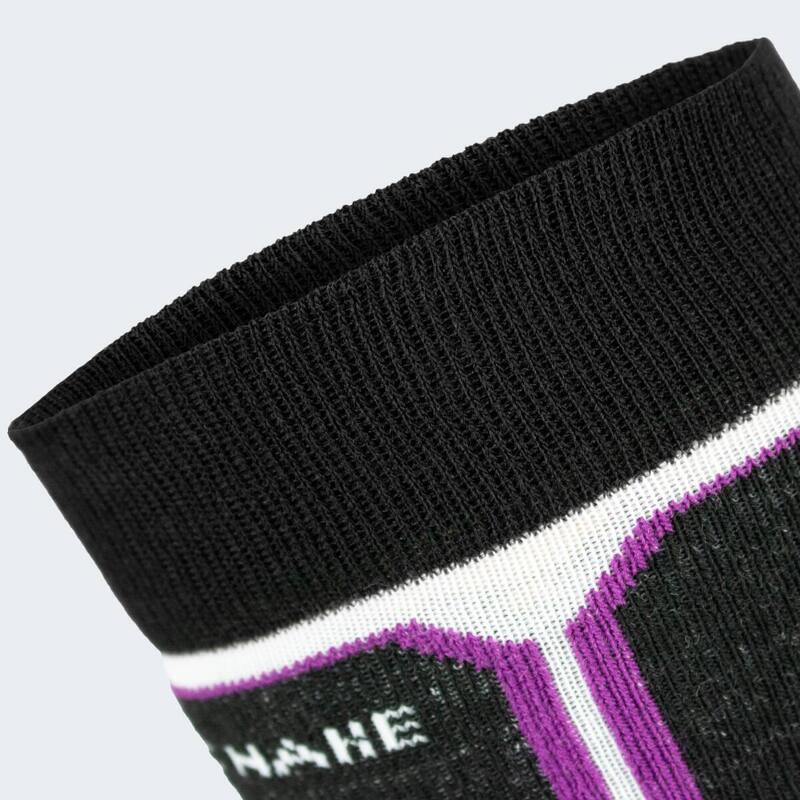 Chaussettes de ski | Mi-bas rembourrées | Femmes & Hommes | Noir/Blanc/Violet