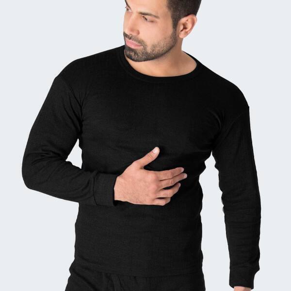 Camiseta térmica y deportiva | Hombre | Forro polar interior | Negro