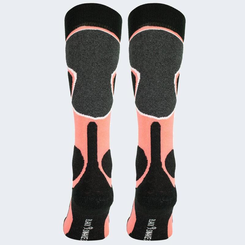 Șosete de schi "protecție ridicată" | Femei și bărbați | Căptușite | Negru/Coral