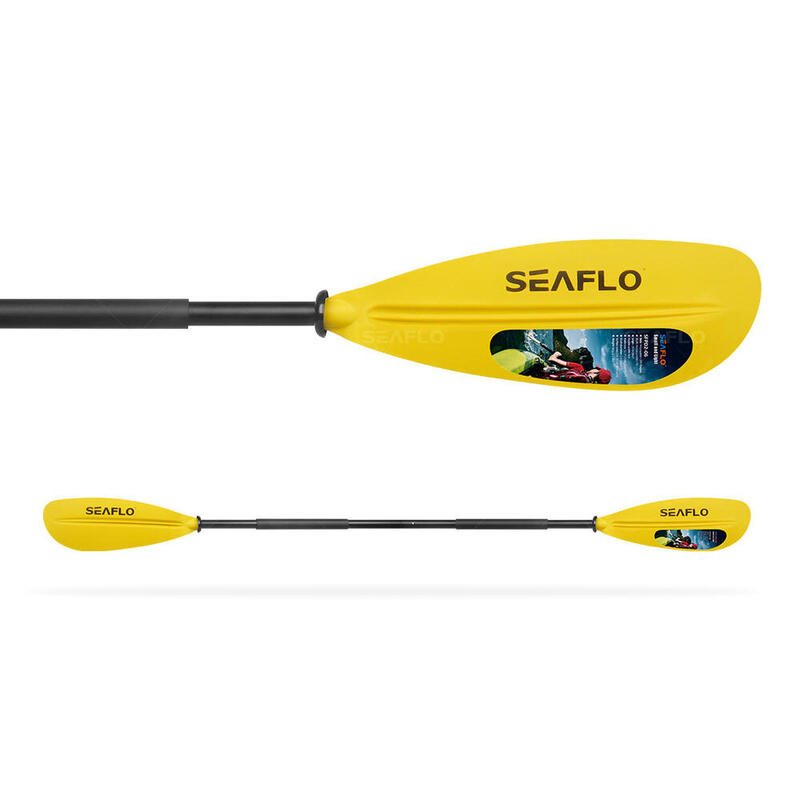 Seaflo Sit on Top Kajak mit Paddel und Angelrutenhalter gelb