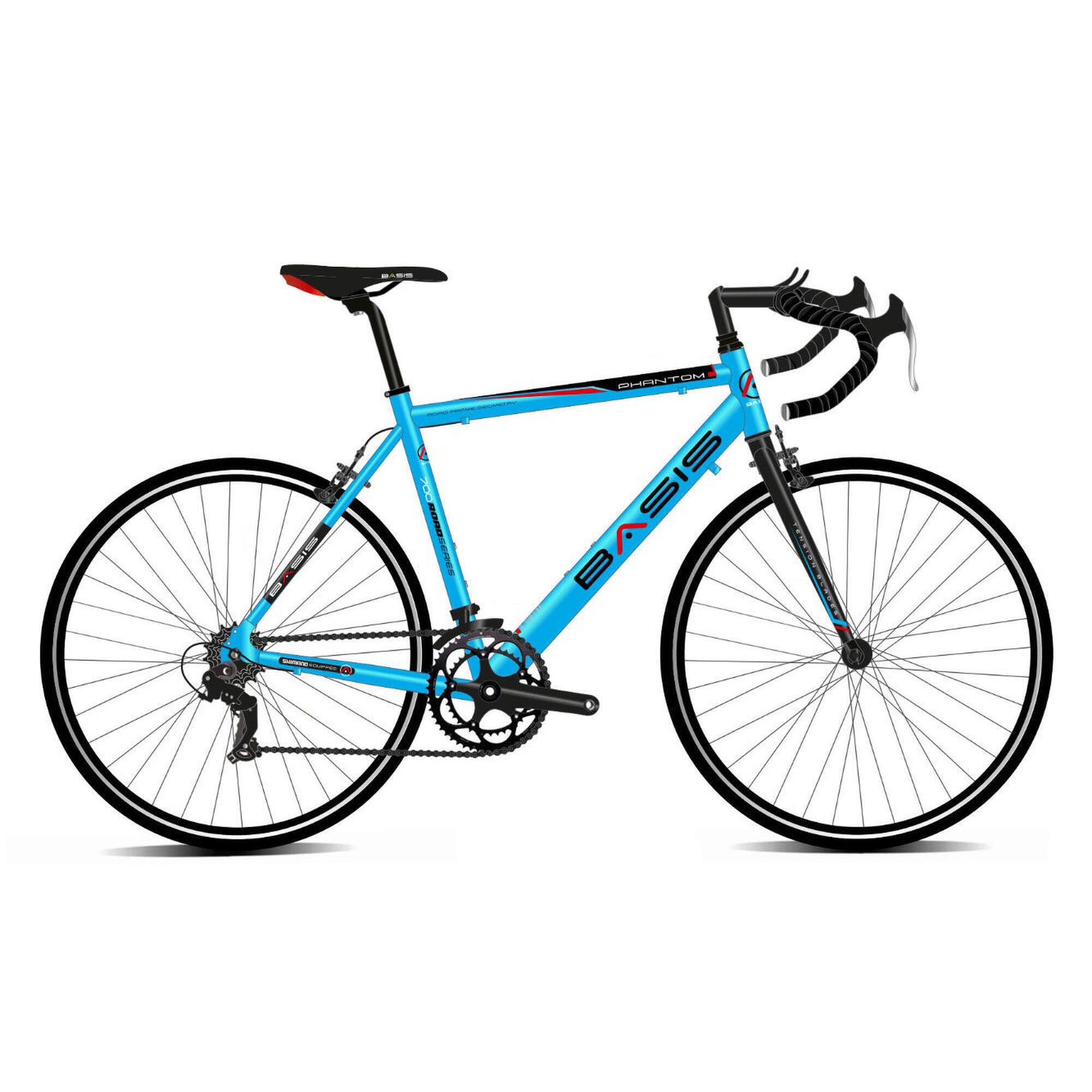 BASIS Basis Phantom Unisex Road Bike, 700c Wheel - Gloss Blue/Black