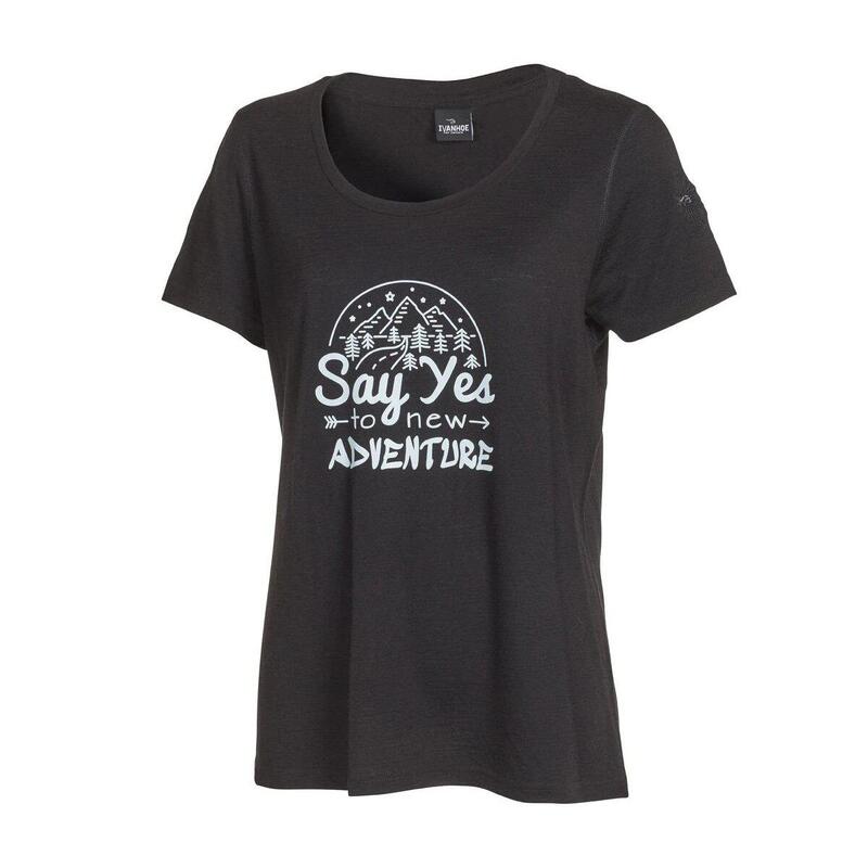 T-shirt Meja Adventure pour femme - 100% laine mérinos - Noir