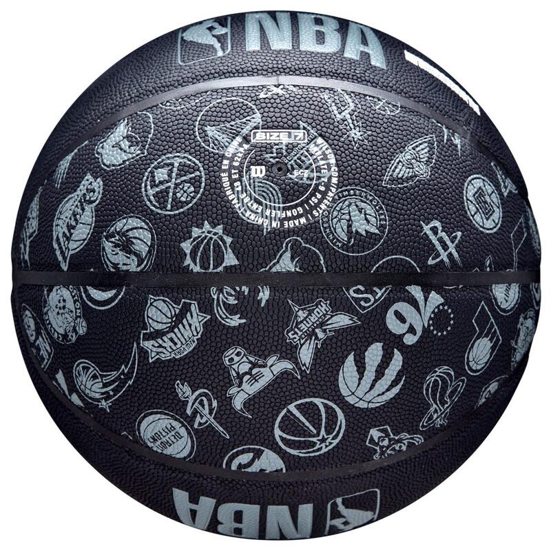 Bola Basquete Nba All Teams Black Tamanho 7 Idade 12 Anos + Cor Preto