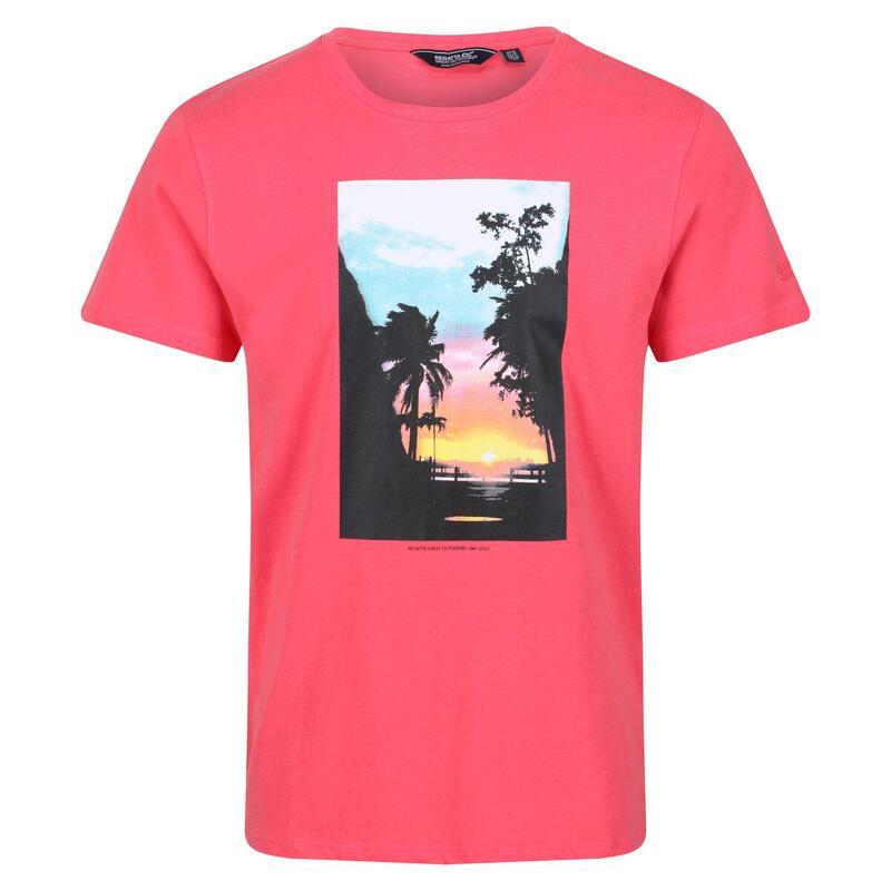Camiseta Cline VI Atardecer de Algodón para Hombre Rosa tropical