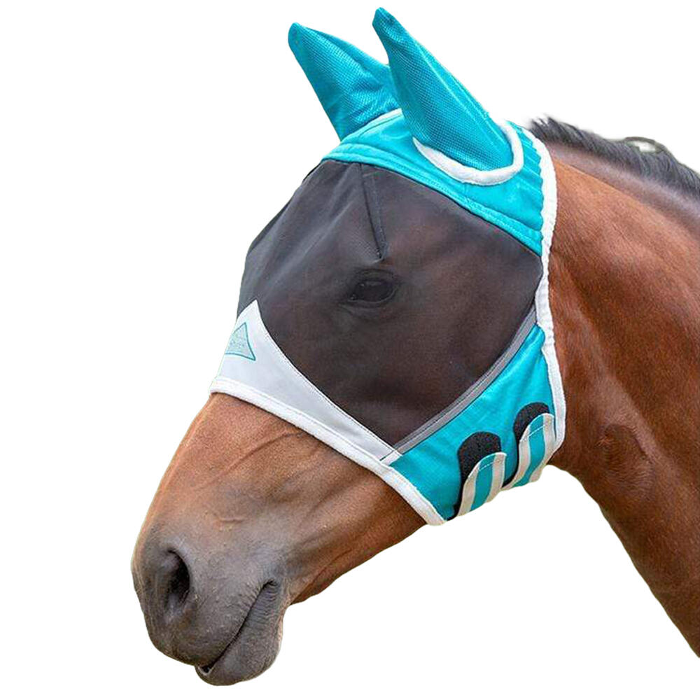 SHIRES Fine Mesh Horse Fly Mask With Ears (Teal)