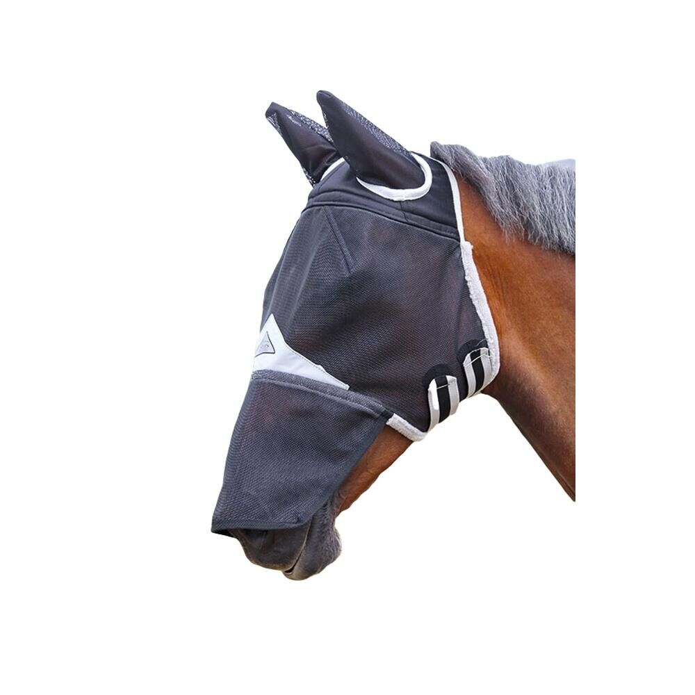 SHIRES Field Durable Horse Fly Mask With Ears & Nose (Black)