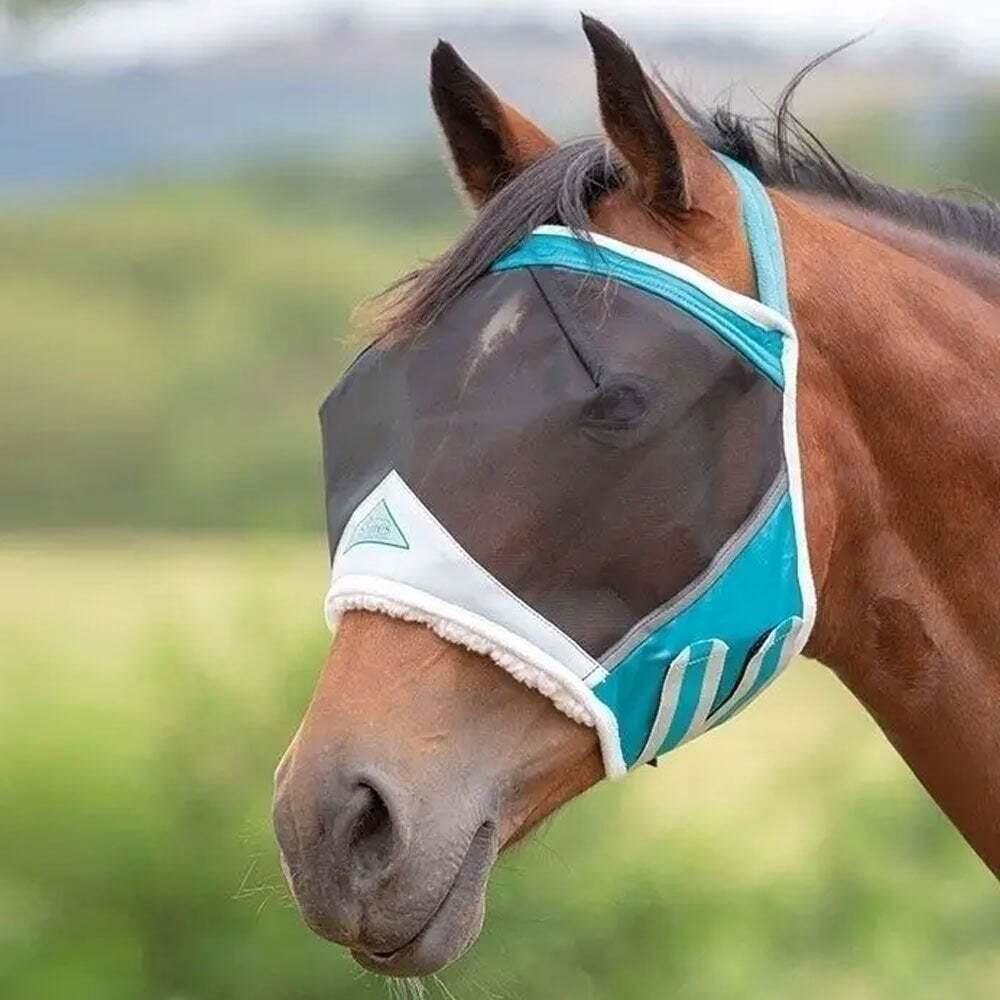 Fine Mesh Earless Horse Fly Mask (Teal) 2/2