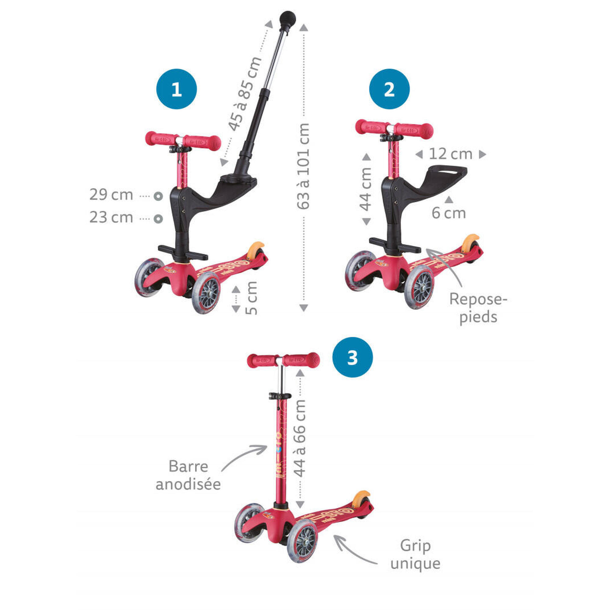 Trottinette évolutive Mini 3en1 Deluxe+ Rubis