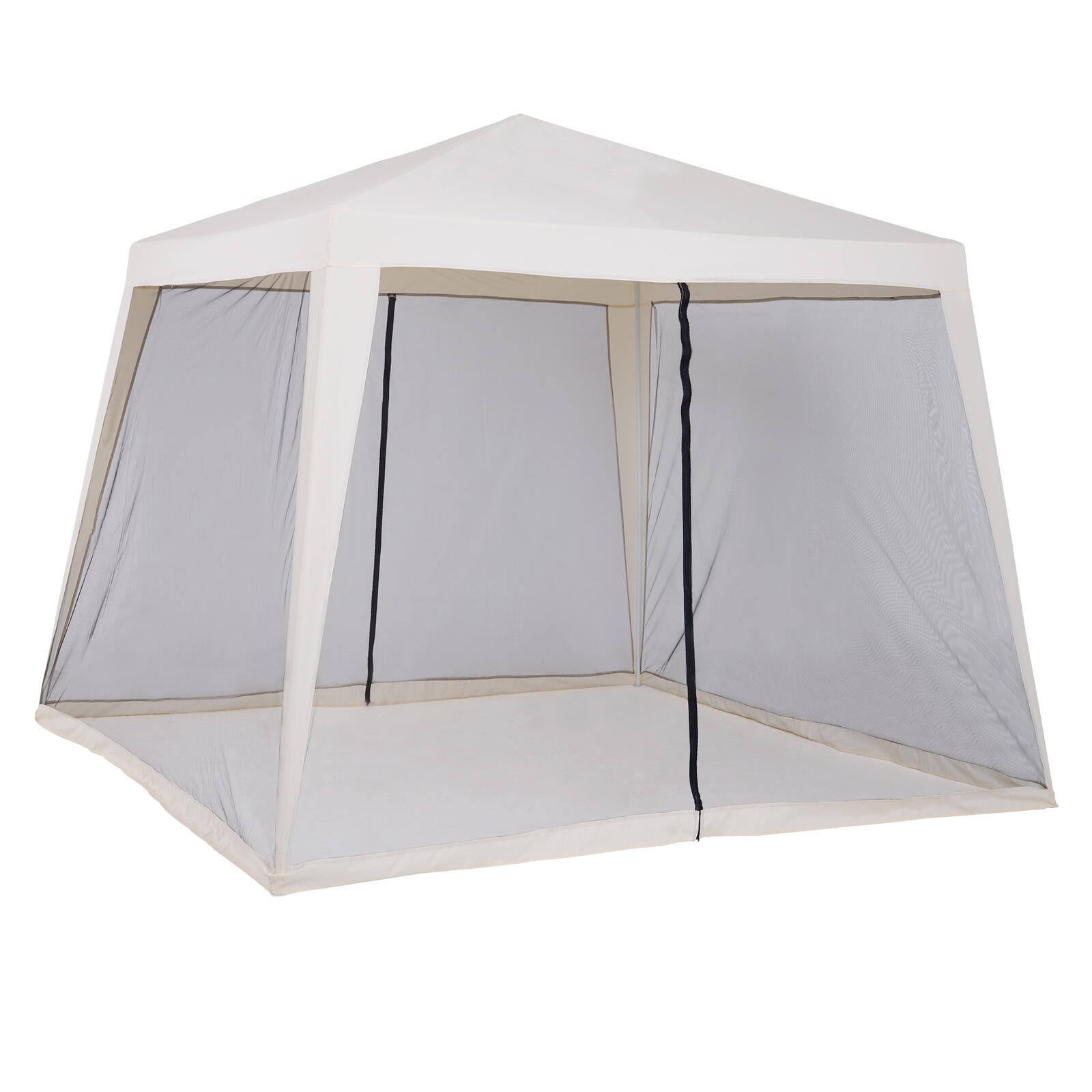 Tenda com Paredes Laterais 3x3x2,45 m Bege Outsunny 2/7