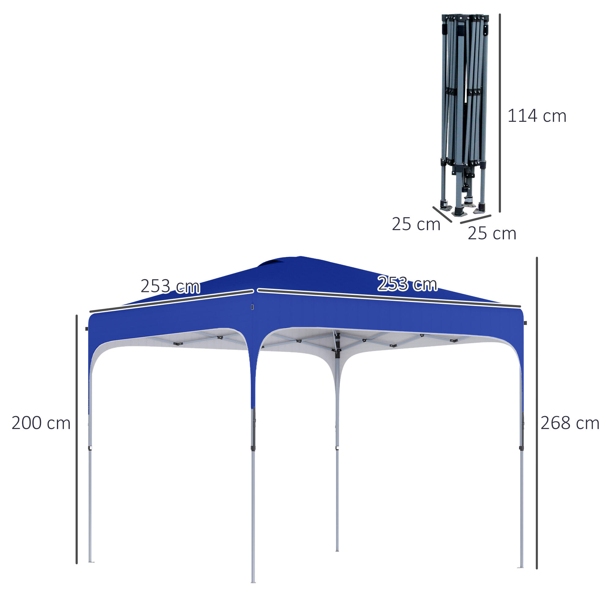 Tenda Dobrável 253x253x268 cm Azul Outsunny 3/7
