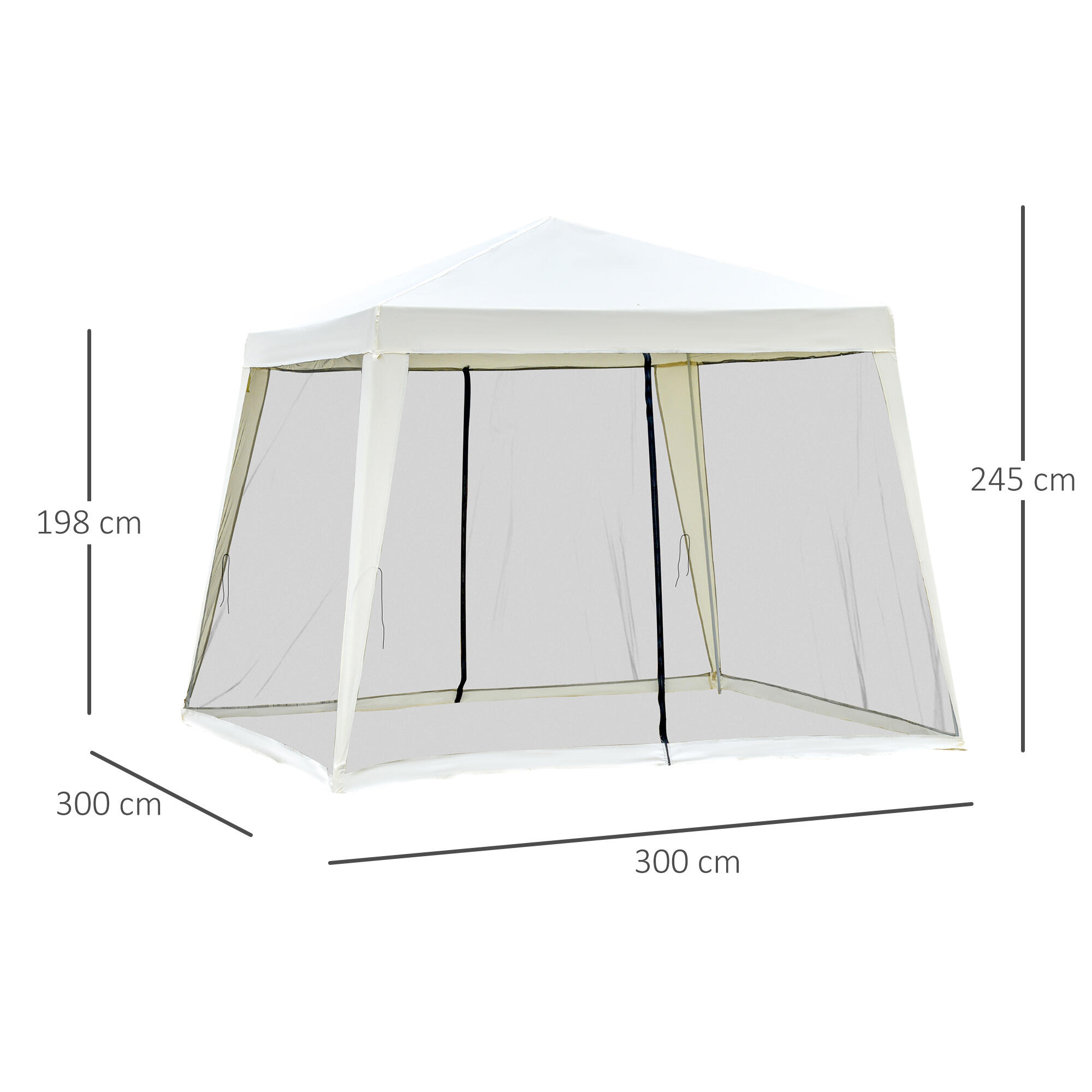 Tenda com Paredes Laterais 3x3x2,45 m Bege Outsunny 3/7