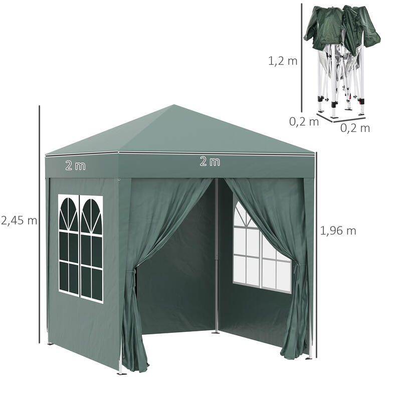 Carpa eventos deportivos 2x2x2,45m verde