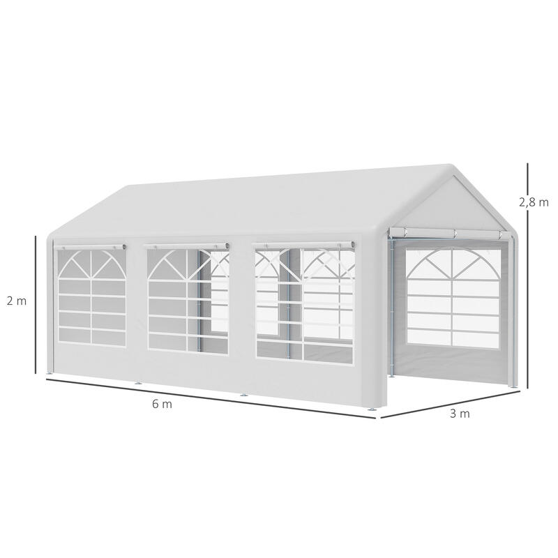 Carpa eventos deportivos  600x300x280 cm blanco