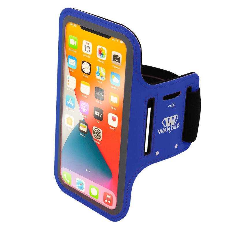 Neopreen hardlooparmband - Maat M - 5.8" Telefoon - Blauw