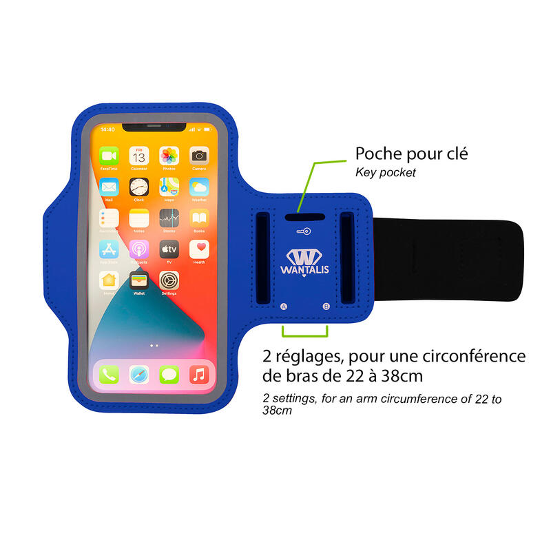 Neopreen hardlooparmband - Maat L - 6,5 inch telefoon - Blauw