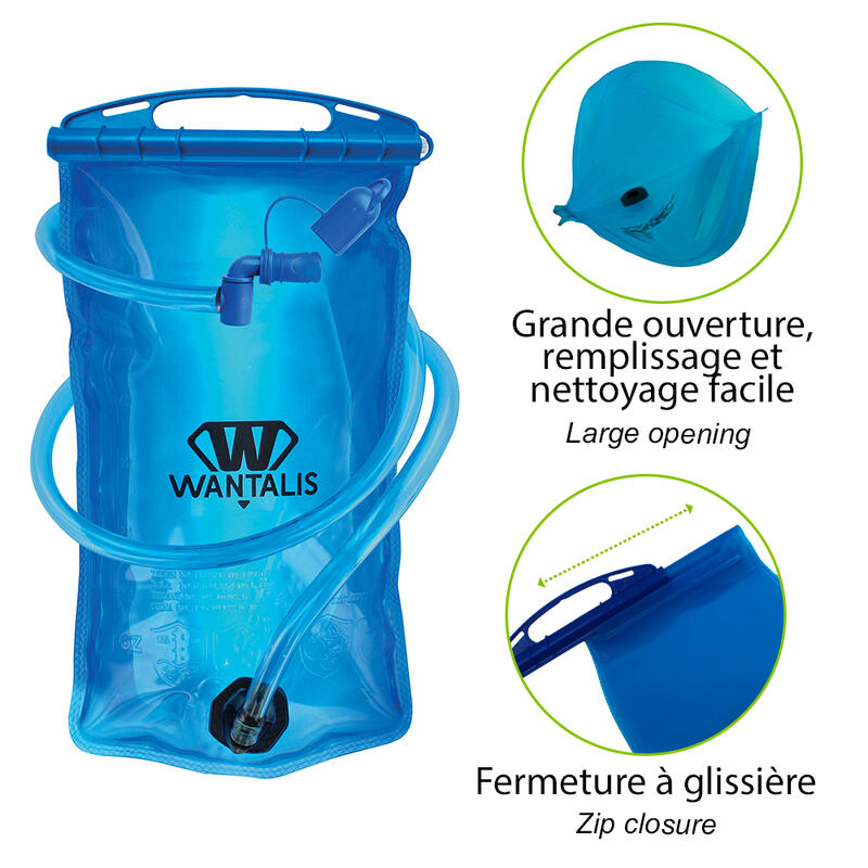 Poche à eau pour Sac d'hydratation 2L - Bleu