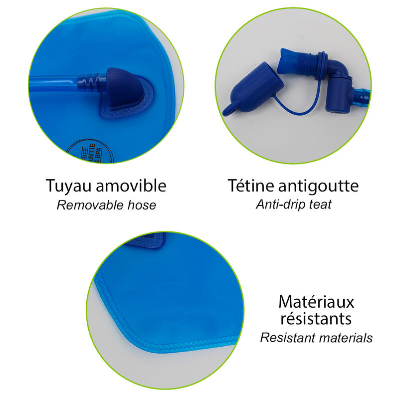 Poche à eau pour Sac d'hydratation 2L - Bleu