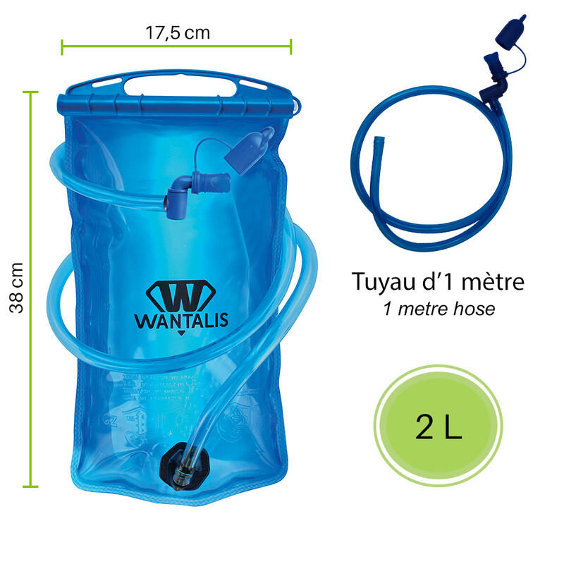 Wasserbeutel für Trinkrucksack 2L - Blau WANTALIS - DECATHLON