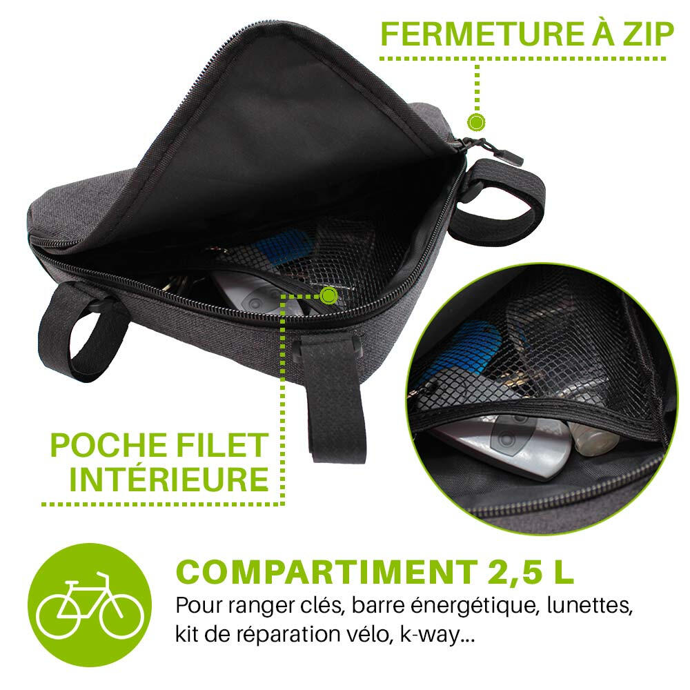 TRICASE Sacoche triangulaire vélo 2,5L 3/5