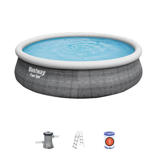 Ø 457 x 107 cm Bestway Zwembad Fast Set rotan rond