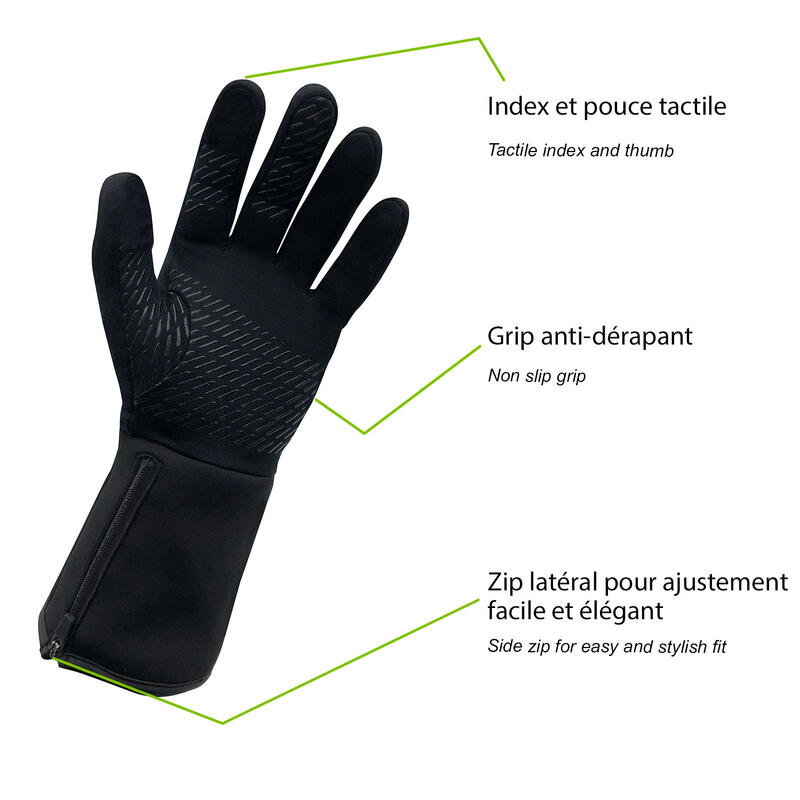 WANTALIS Sous-gants chauffants - L - Tactiles - Noir