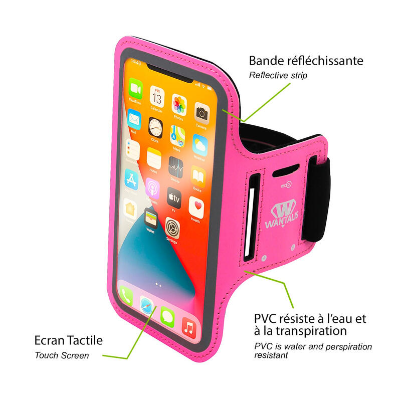 Neopren-Laufarmbinde - Größe L - 6,5-Zoll-Telefon - Pink