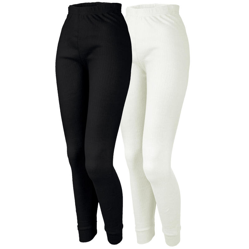 2 pantalons thermiques | Sous-vêtements | Femmes | Polaire | Crème/Noir