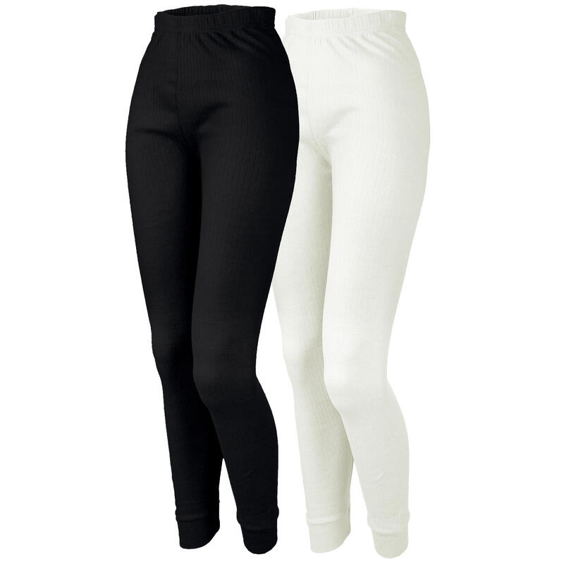 Set de 2 pantaloni termici femei | pantaloni sport | Cremă/negru