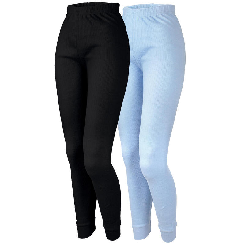 2 pantalons thermiques | Sous-vêtements | Femmes | Polaire | Bleu clair/Noir