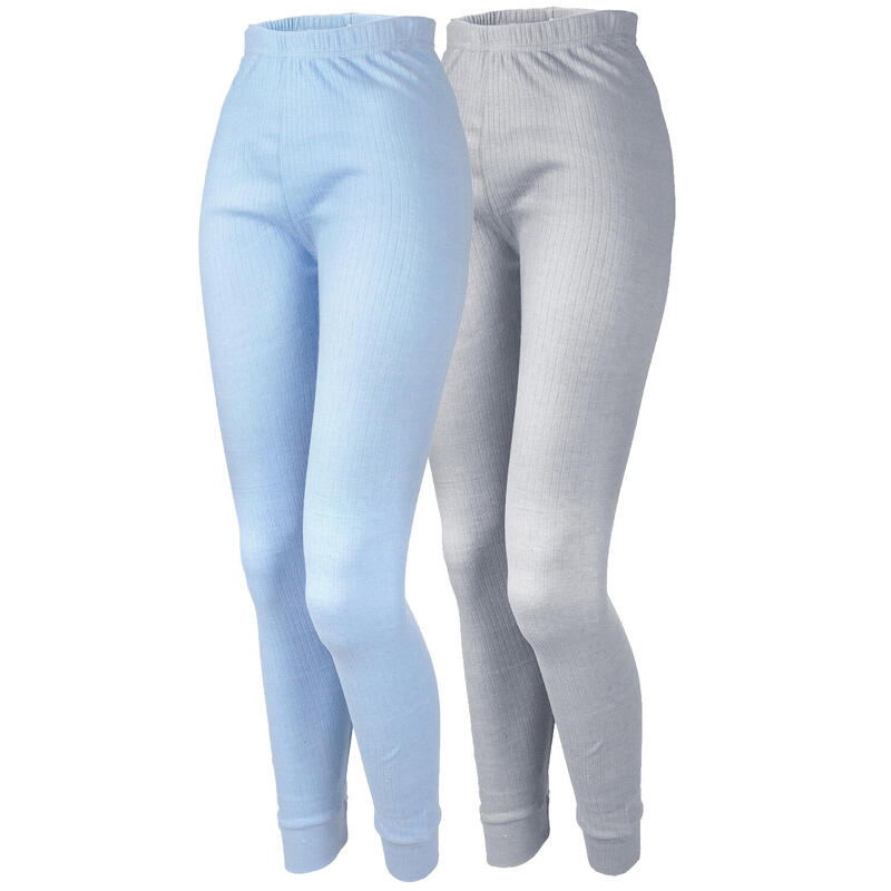 Set de 2 pantaloni termici femei | pantaloni sport | Gri/albastru clar