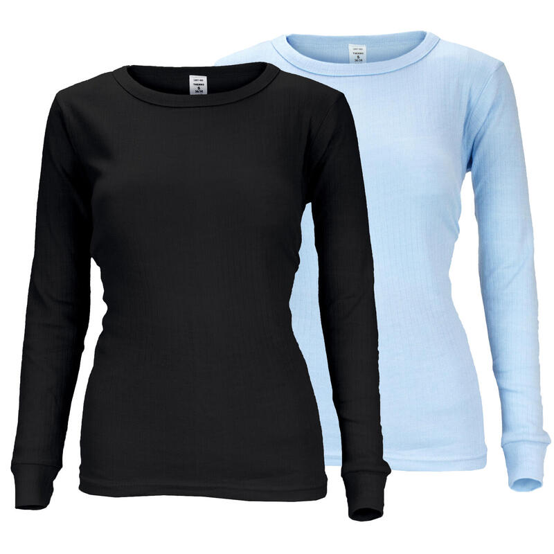 2 t-shirts thermiques | Sous-vêtements | Femmes | Polaire | Bleu clair/Noir