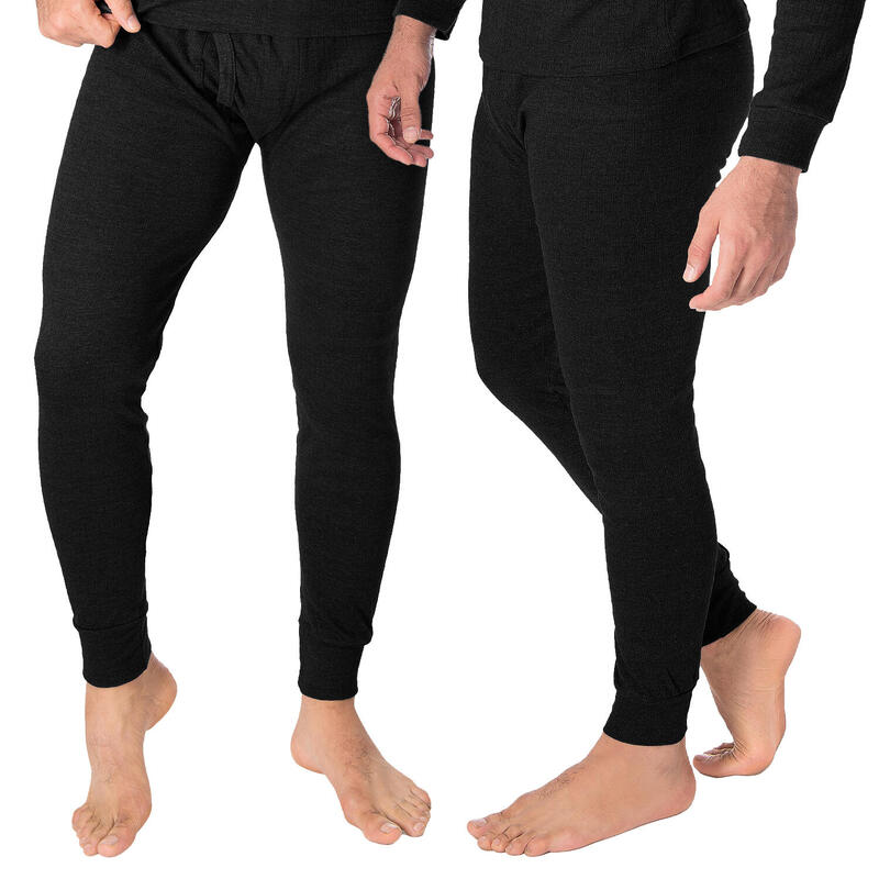 2 pantalons thermiques | Sous-vêtements | Hommes | Polaire | Noir