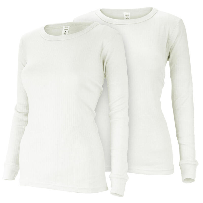 Dames thermoonderhemd set van 2 | Sportonderhemd | Binnenkant fleece | Crème
