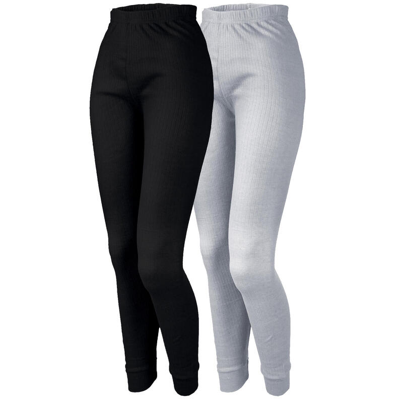 2 pantaloni termici | Donna | Pile interno | Grigio/Nero