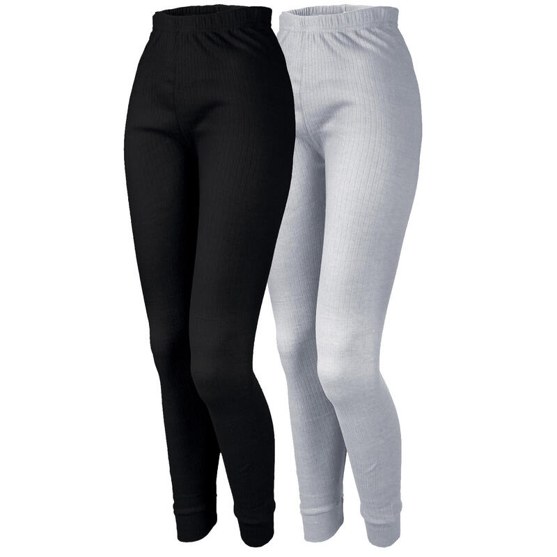 2 pantalons thermiques | Sous-vêtements | Femmes | Polaire | Gris/Noir