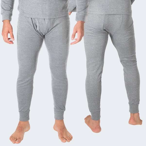 2 pantalons thermiques | Sous-vêtements | Hommes | Polaire | Gris