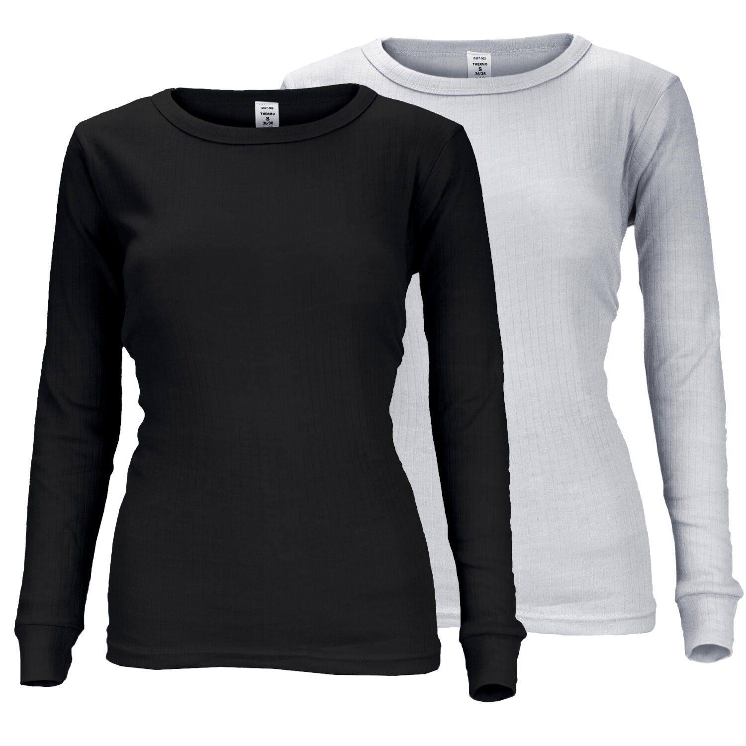 2 t shirts thermiques Sous v tements Femmes Polaire Noir