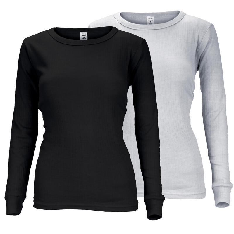 2 t-shirts thermiques | Sous-vêtements | Femmes | Polaire | Gris/Noir